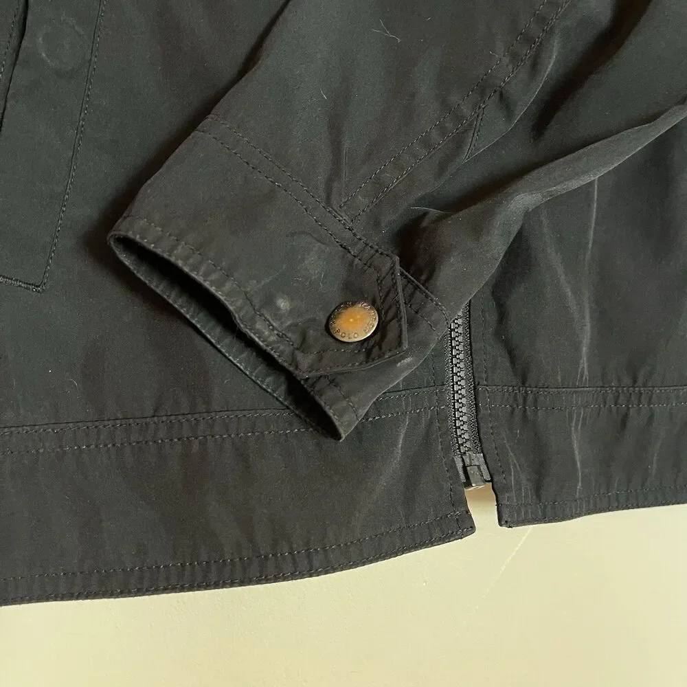 Polo Ralph Lauren Hooded  Windbreaker Jacket Black Zip‎ Up Youth XL 18-20
